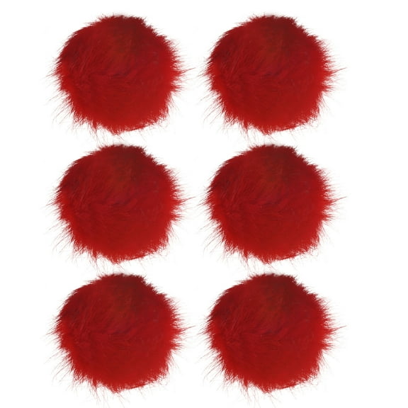 Uxcell 6-Pack Faux Fur Pom Poms, 3.9 Inch/ 10 cm Soft Fluffy PomPoms Balls with Elastic Loop for DIY[Red]