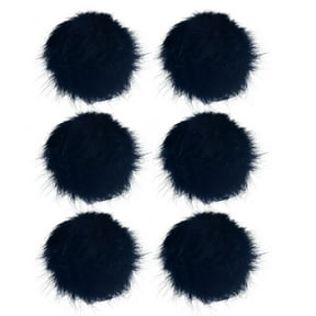 Uxcell 6-Pack Faux Fur Pom Poms, 3.9 Inch/ 10 cm Soft Fluffy PomPoms Balls with Elastic Loop for DIY[Navy Blue]
