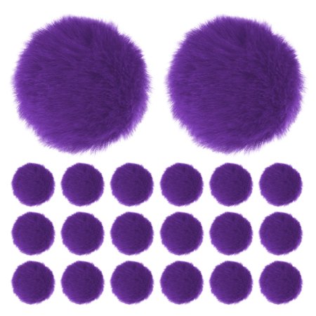 Uxcell 20-Pack Faux Fur Pom Poms, 2 Inch/ 5 cm Soft Fluffy PomPoms Balls Faux Rabbit Fur with Elastic Loop for DIY[Deep Purple]