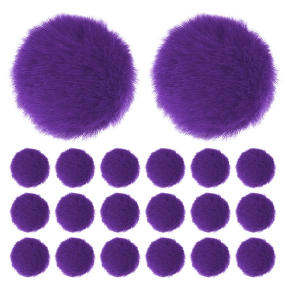 Uxcell 20-Pack Faux Fur Pom Poms, 2 Inch/ 5 cm Soft Fluffy PomPoms Balls Faux Rabbit Fur with Elastic Loop for DIY[Deep Purple]