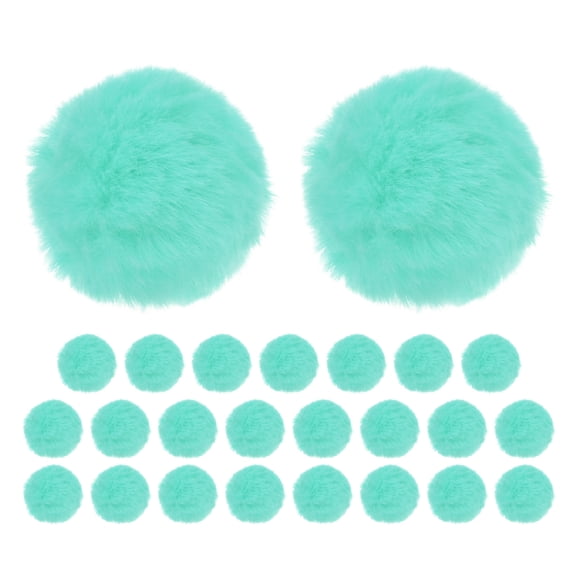Uxcell 25-Pack Faux Fur Pom Poms, 1.6 Inch/ 4 cm Soft Fluffy PomPoms Balls Faux Rabbit Fur with Elastic Loop for DIY[Mint Green]