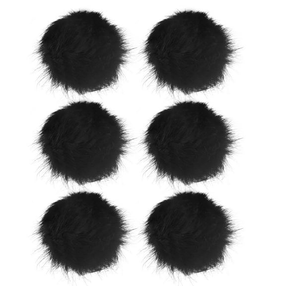 Uxcell 6-Pack Faux Fur Pom Poms, 3.9 Inch/ 10 cm Soft Fluffy PomPoms Balls with Elastic Loop for DIY[Black]