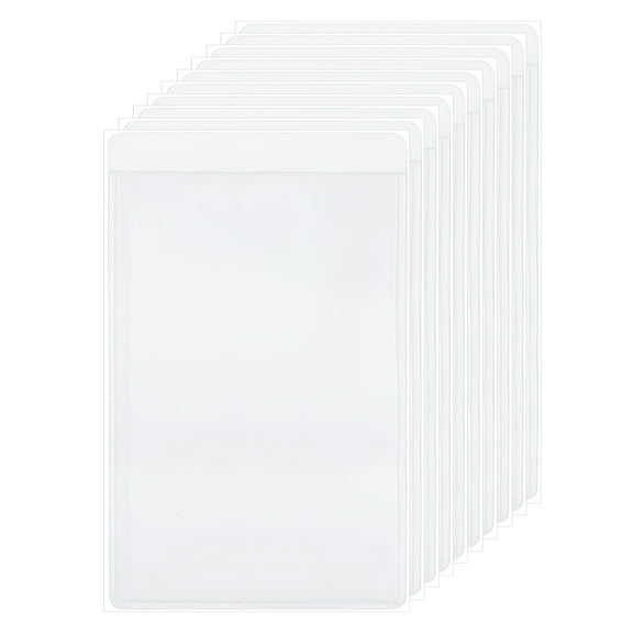 Uxcell 35 Pcs Self Adhesive Index Card Pockets with Top Open, 2.8" x 4.3" Clear Plastic Labels Holders Card Holder for Libraries Organizing and Protecting Index Cards, Transparent