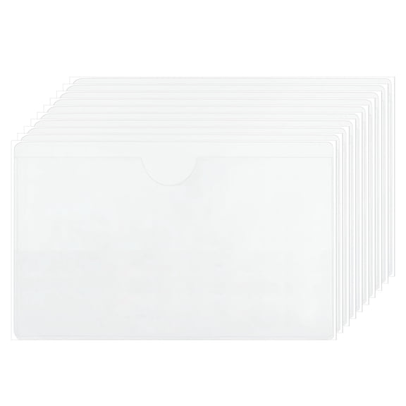 Uxcell 35 Pcs Self Adhesive Index Card Pockets with Top Open, 4.5" x 3.2" Clear Plastic Labels Holders Card Holder for Libraries Organizing and Protecting Index Cards, Transparent