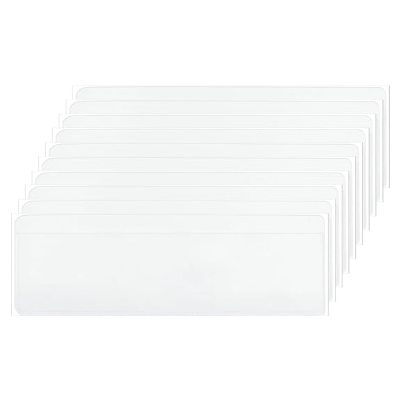 Uxcell 35 Pcs Self Adhesive Index Card Pockets with Top Open, 7.1" x 3.9" Clear Plastic Labels Holders Card Holder for Libraries Organizing and Protecting Index Cards, Transparent