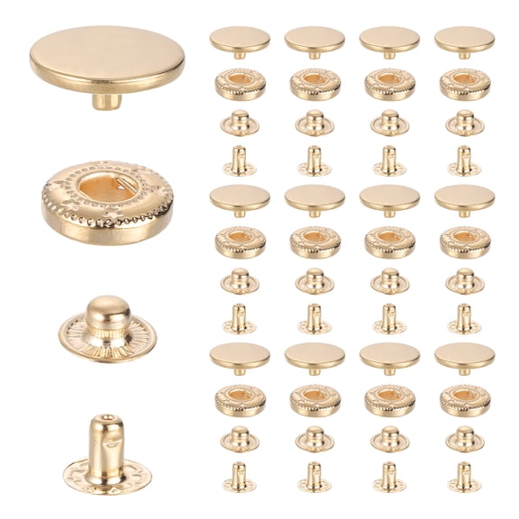 Uxcell 35 Sets Stainless Steel Fastener Snap Press Stud Button, 20mm Metal Snap Button Kit, Heavy Duty Button Press Stud Cap for Clothes Bag Leather Boat Canvas DIY Crafts, Silver