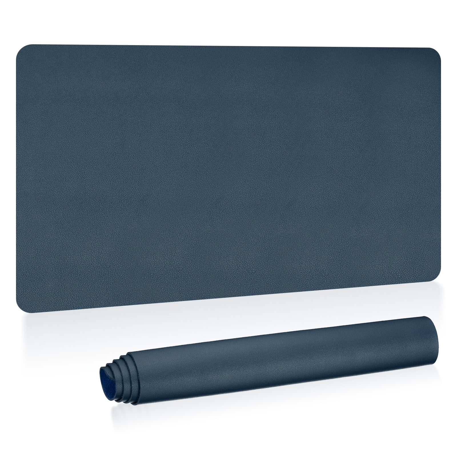 Uxcell 35"x17" Large Desk Mat, PU Leather Dual Side Large Desk Pad, Dark Blue