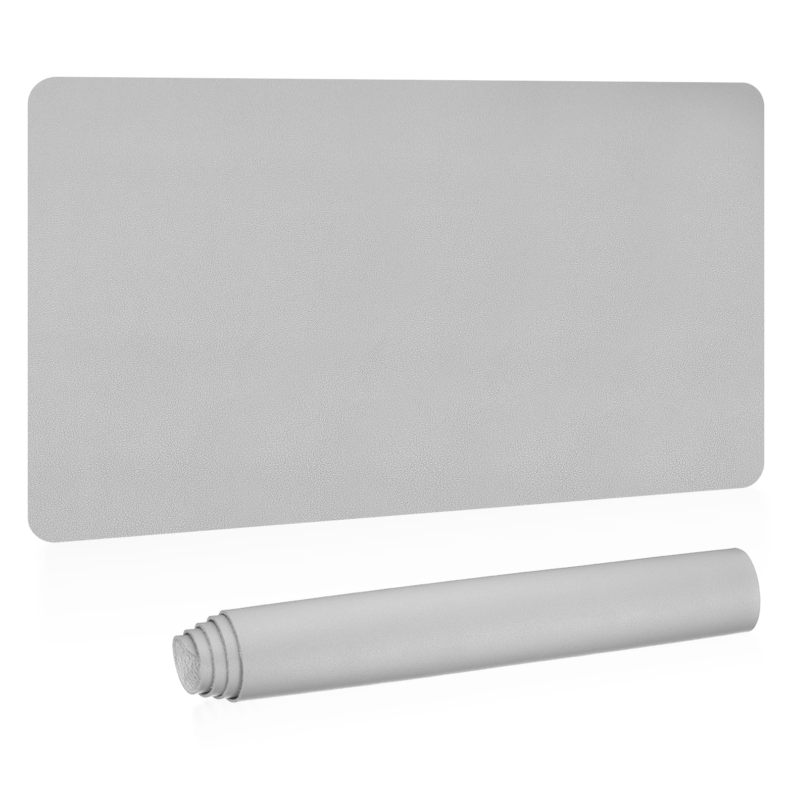 Uxcell 35"x17" Large Desk Mat, PU Leather Dual Side Large Desk Pad, Silver Tone