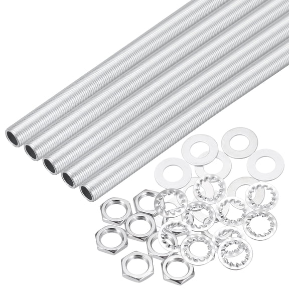 Uxcell 35Pcs 10" Lamp Pipe Kit with Nuts Washers 1/8IP Thread Fasteners Assortment for Chandelier Ceiling Light Repair Assembly DIY Hardware
