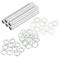 thumbnail image 1 of Uxcell 35Pcs 3.3" Lamp Pipe Nipples Kit with Hex Nuts Washers, 1/4" Fine Threaded Hollow Tube Repair Hardware Fasteners Assortment for Assembly Chandelier Ceiling Lamp DIY, Silver, 1 of 6