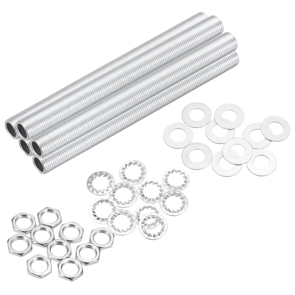 Uxcell 35Pcs 4.7" Lamp Pipe Kit with Nuts Washers 1/8IP Thread Fasteners Assortment for Chandelier Ceiling Light Repair Assembly DIY Hardware