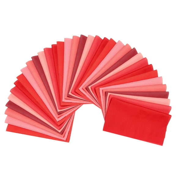 Uxcell 35Pcs 4" x 4" Solid Color Cotton Fabric Bundles Precut Fabric Square, Red