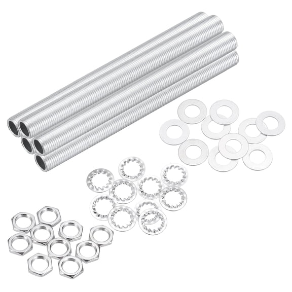 Uxcell 35Pcs 5.1" Lamp Pipe Kit with Nuts Washers 1/8IP Thread Fasteners Assortment for Chandelier Ceiling Light Repair Assembly DIY Hardware