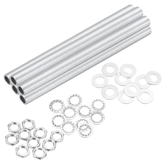 Uxcell 35Pcs 5.9" Lamp Pipe Kit with Nuts Washers 1/8IP Thread Fasteners Assortment for Chandelier Ceiling Light Repair Assembly DIY Hardware