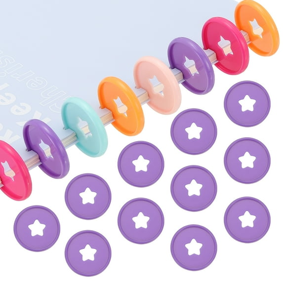 Uxcell 35mm 1.38" Plastic Round Book Binding Discs, Purple Pcs Discbound Expansion Discs Star Shape Plating Round Binder Rings, Purple