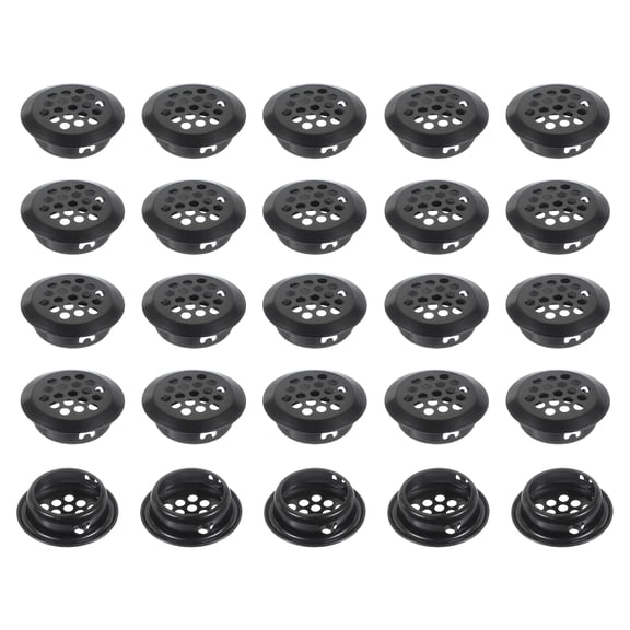 Uxcell Circular Air Vents, Round Mesh Hole Inclined Soffit Vents Stainless Steel Dual Panel Round Mesh Hole Louver Black 35mm