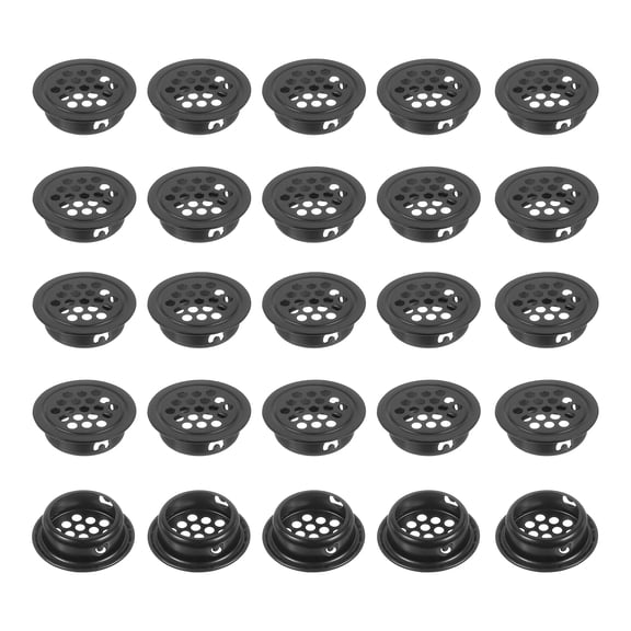 Uxcell Circular Air Vents, Round Mesh Hole Flat Soffit Vents Stainless Steel Dual Panel Round Mesh Holes Louver Black 35mm
