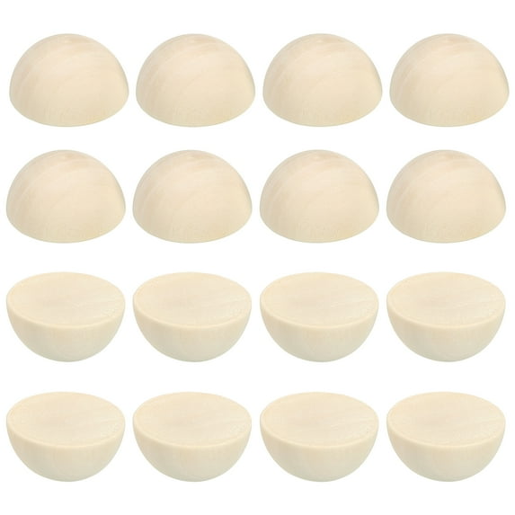Uxcell 35mm Half Wood Beads, 20 Pack Unfinished Natural Wooden Beads Round Split Wood Balls for Craft