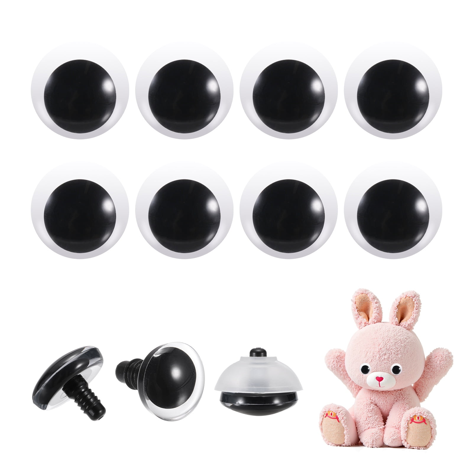 Uxcell 35mm Moon Safety Eyes, 26Pcs Realistic Doll Crocheting Safety Eyes Black