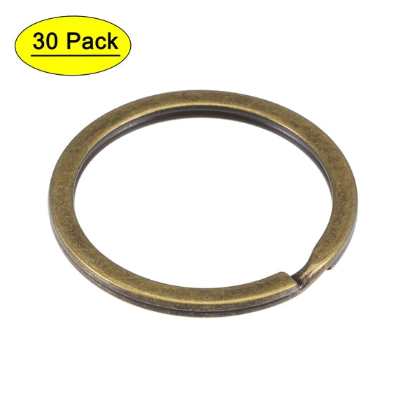 Uxcell 35mm Open Flat Split Keyring Connector Electroplated Iron 30 Count