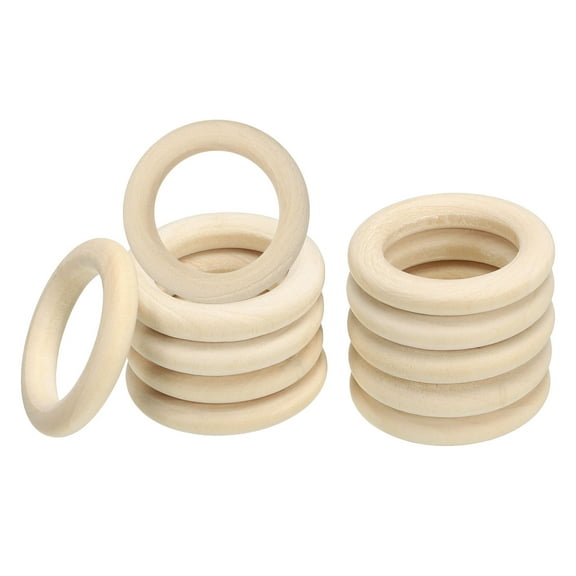Uxcell 35mm Unfinished Wooden Rings, 20 Pack Natural Solid Circle Rings DIY Craft Unfinished Wooden Rings, Wood Color