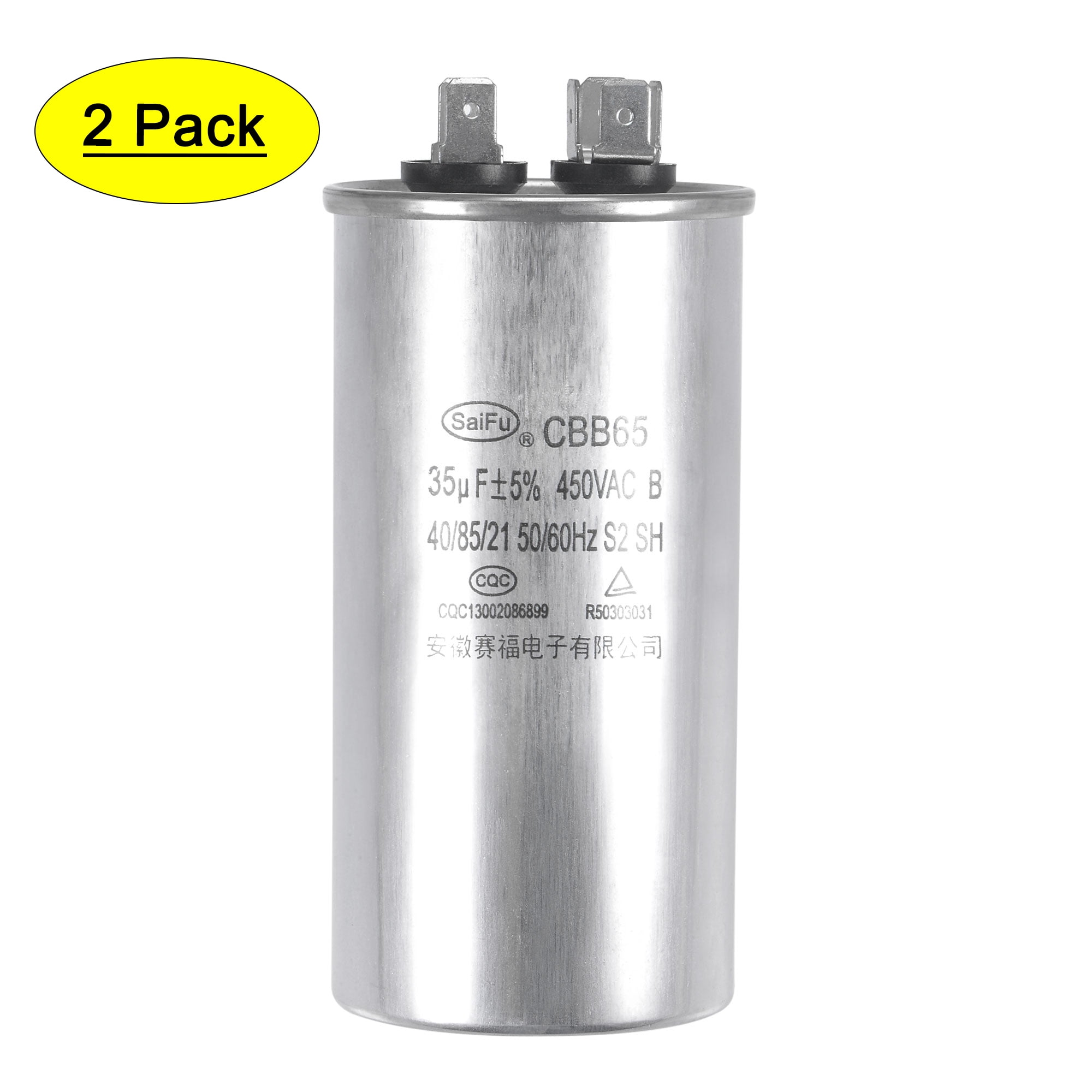 Uxcell 35uF 450V AC Aluminum Case with Terminal Round CBB65