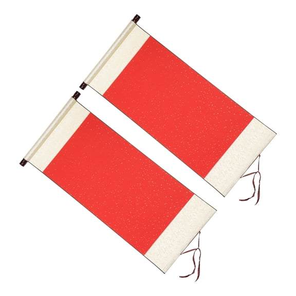 Uxcell 35x16 Inch Xuan Paper Scroll, 2 Pack Half Raw Ripe Blank Xuan Paper, Red