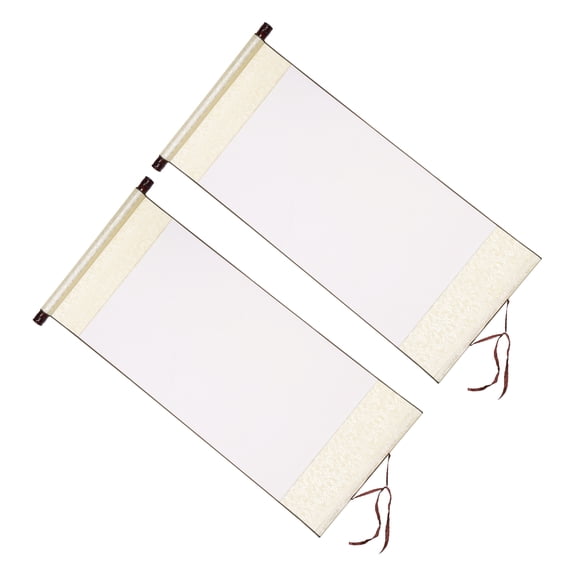 Uxcell 35x16 Inch Xuan Paper Scroll, 2 Pack Half Raw Ripe Blank Xuan Paper, White