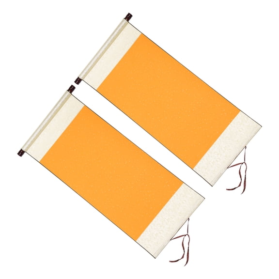 Uxcell 35x16 Inch Xuan Paper Scroll, 2 Pack Half Raw Ripe Blank Xuan Paper, Yellow