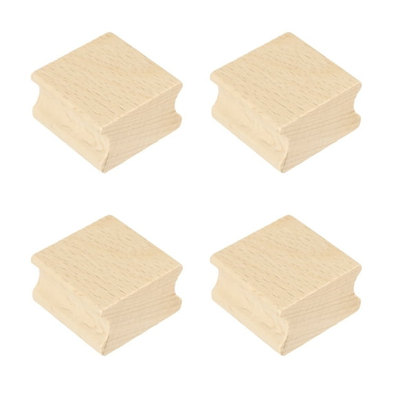 Uxcell 35x35mm Wooden Stamp Block, 4 Pcs Blank Rubber Stamp Mounts Wooden Rubber Stamp Handle Hard Wood Blocks Beech Wood for Stamp Making DIY Crafting, Wood Color