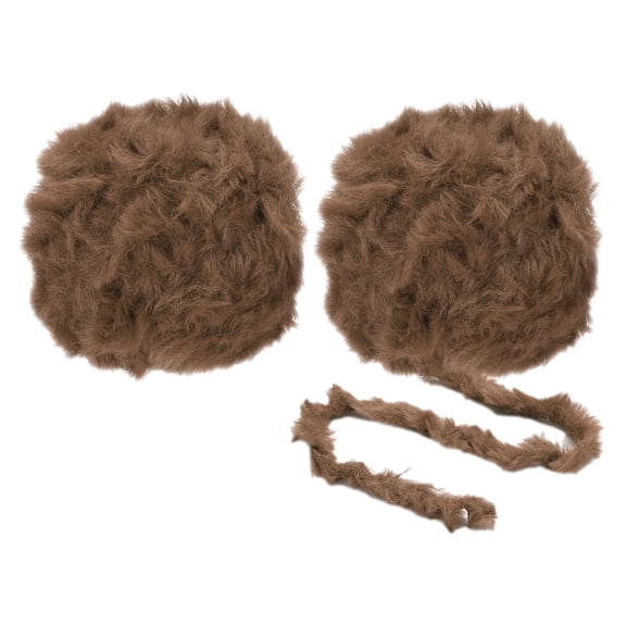 Uxcell 35yds Faux Fur Yarn,2 Skeins Fuzzy Yarn Crochet Fluffy Yarn Soft Chunky Polyester Plush Fur Eyelash,Brown