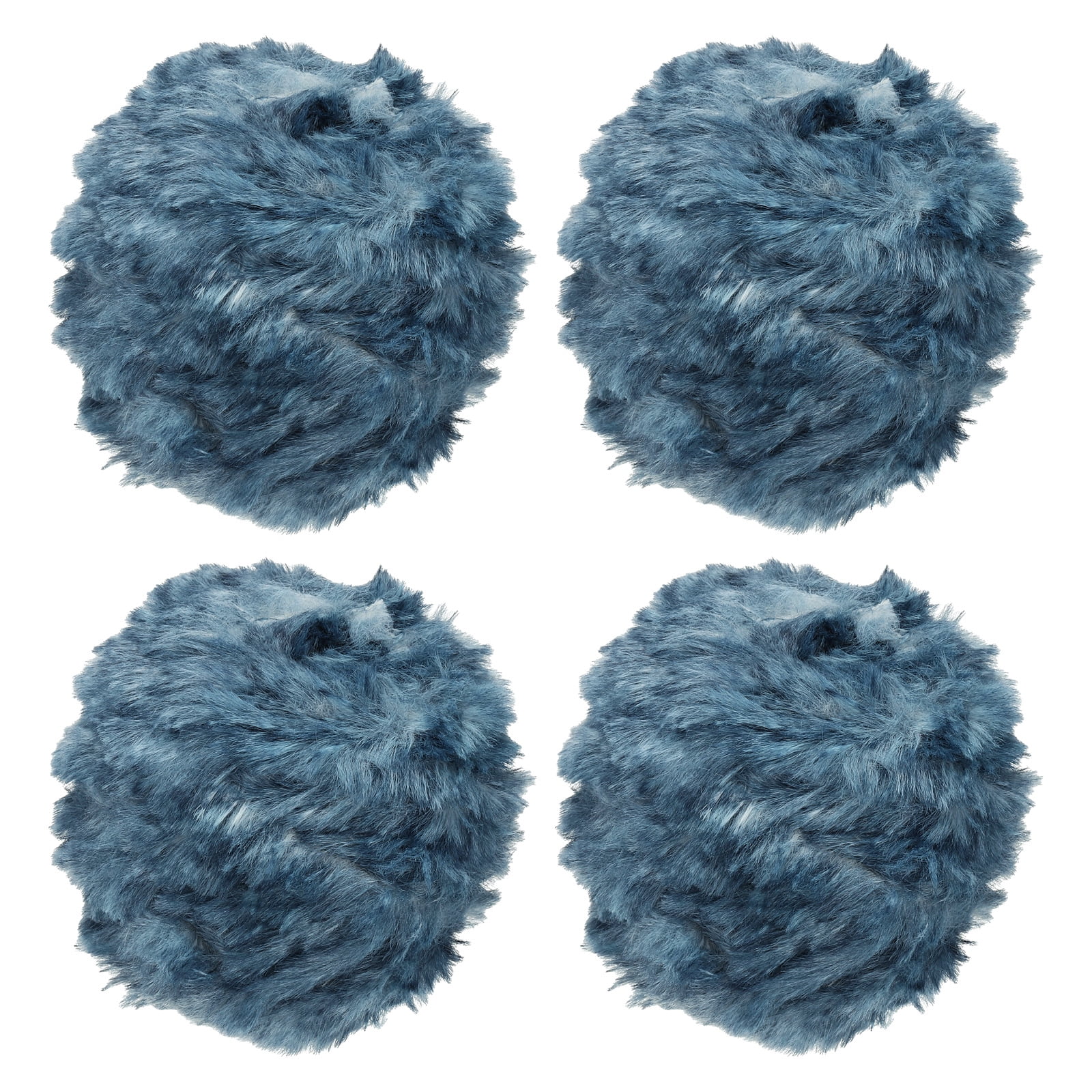 Uxcell 35yds Faux Fur Yarn, 4 Skeins 0.4"OD 50g Soft Fuzzy Yarn Crochet Fluffy Yarn Chunky Polyester Plush Fur for Crocheting and Hand Knitting Shawls Hat Blanket Rug, Dark Light Blue