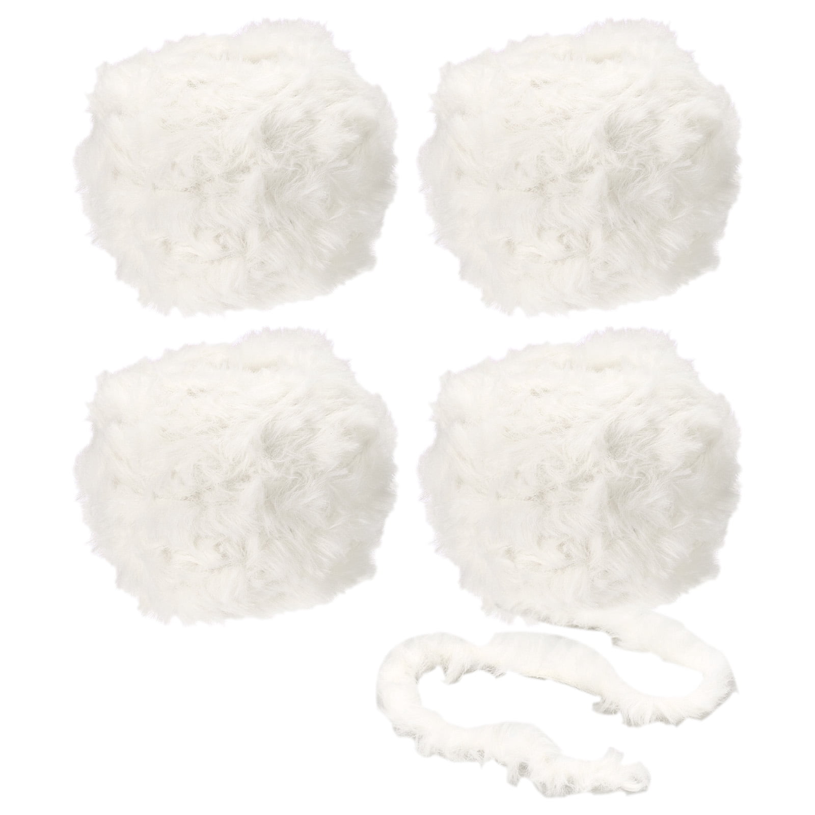 Uxcell 35yds Faux Fur Yarn,4 Skeins Fuzzy Yarn Crochet Fluffy Yarn Soft Chunky Polyester Plush Fur Eyelash,Beige White