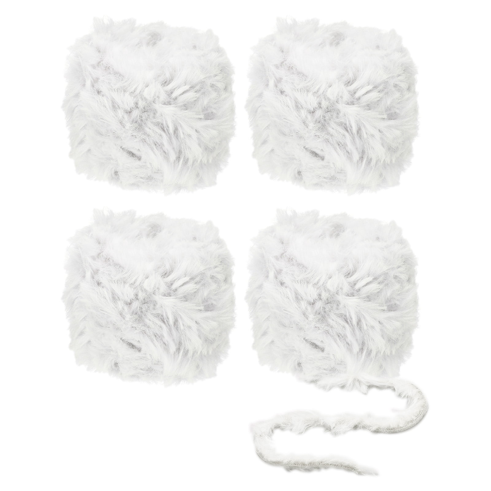 Uxcell 35yds Faux Fur Yarn,4 Skeins Fuzzy Yarn Crochet Fluffy Yarn Soft Chunky Polyester Plush Fur Eyelash,Grey White