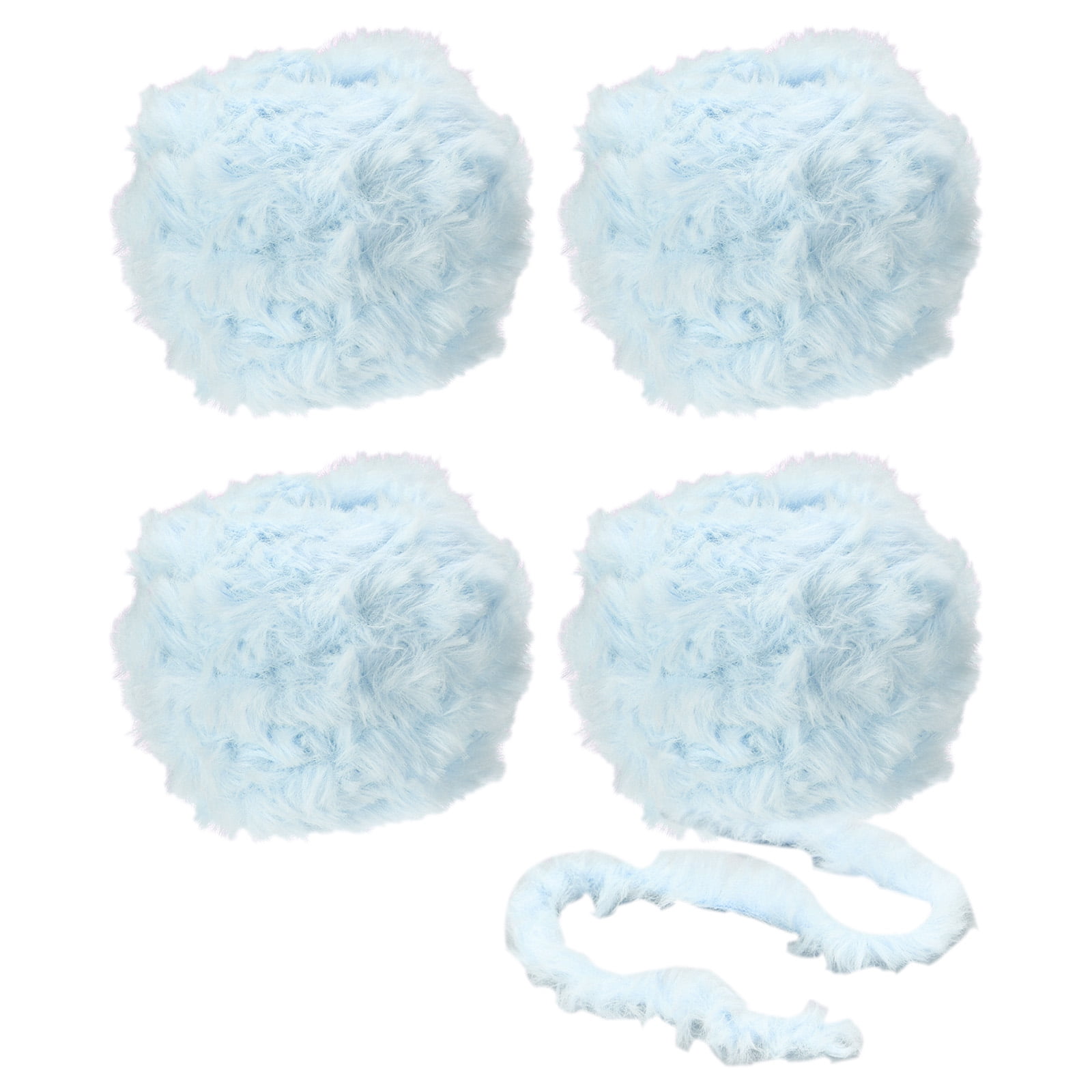 Uxcell 35yds Faux Fur Yarn,4 Skeins Fuzzy Yarn Crochet Fluffy Yarn Soft Chunky Polyester Plush Fur Eyelash,Light Blue