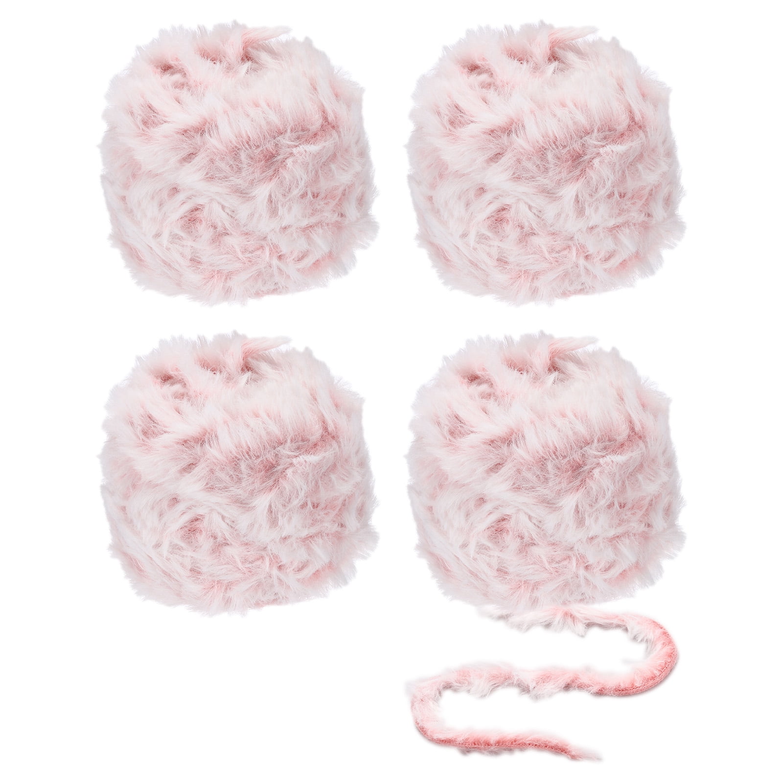 Uxcell 35yds Faux Fur Yarn,4 Skeins Fuzzy Yarn Crochet Fluffy Yarn Soft Chunky Polyester Plush Fur Eyelash,Light Pink