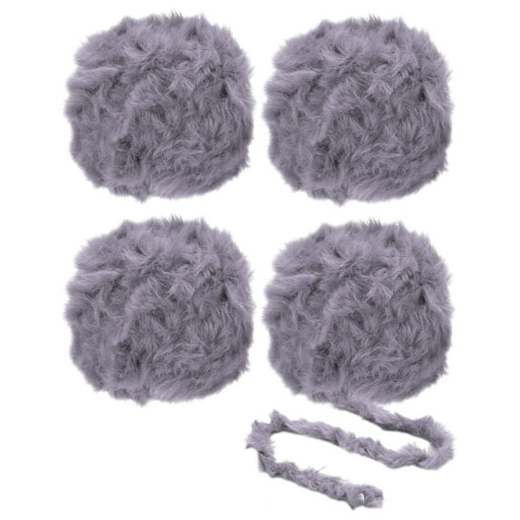 Uxcell 35yds Faux Fur Yarn,4 Skeins Fuzzy Yarn Crochet Fluffy Yarn Soft Chunky Polyester Plush Fur Eyelash,Violet Purple
