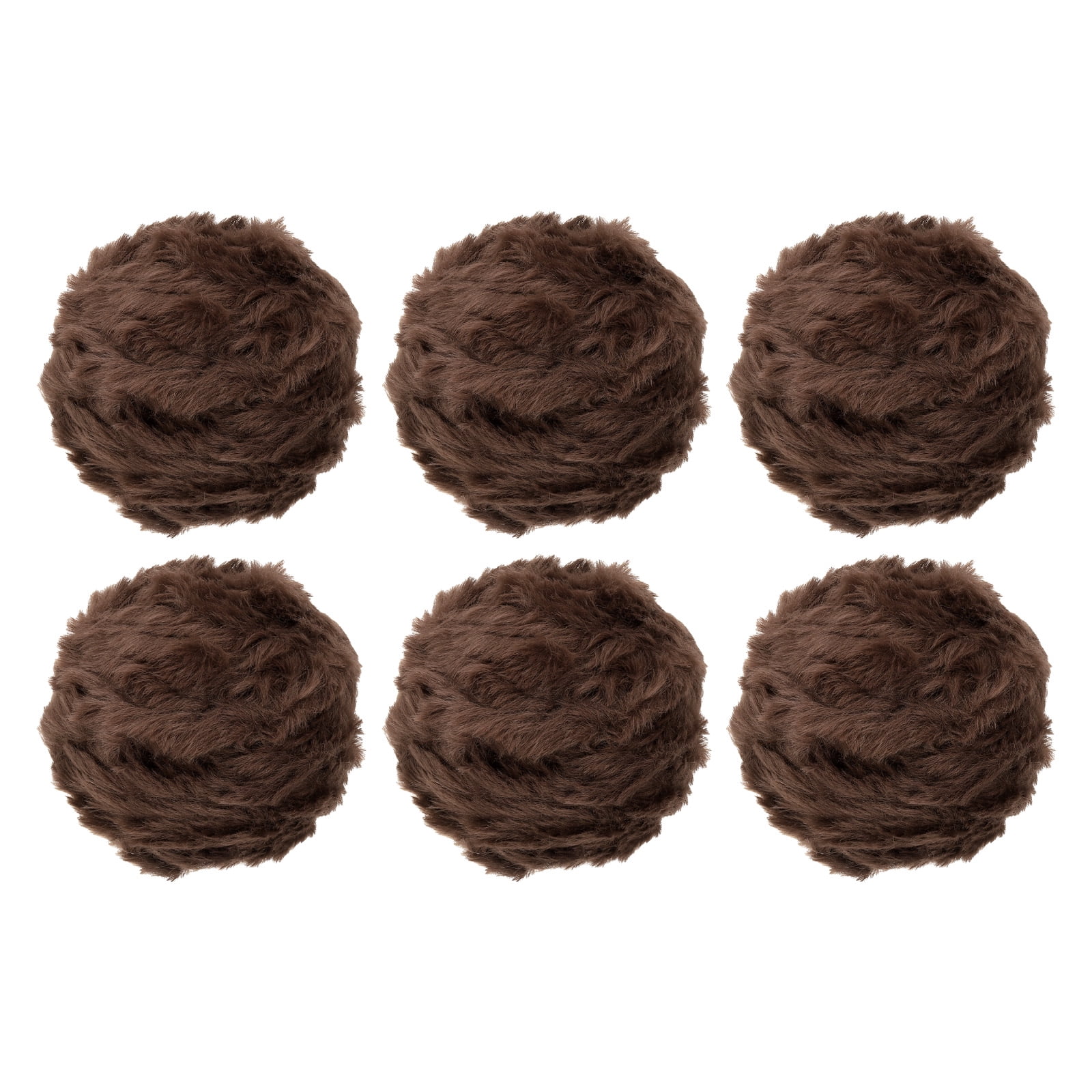 Uxcell 35yds Faux Fur Yarn, 6 Skeins 0.7"OD 50g Soft Fuzzy Yarn Crochet Fluffy Yarn Chunky Polyester Plush Fur for Crocheting and Hand Knitting Shawls Hat Blanket Rug, Dark Coffee