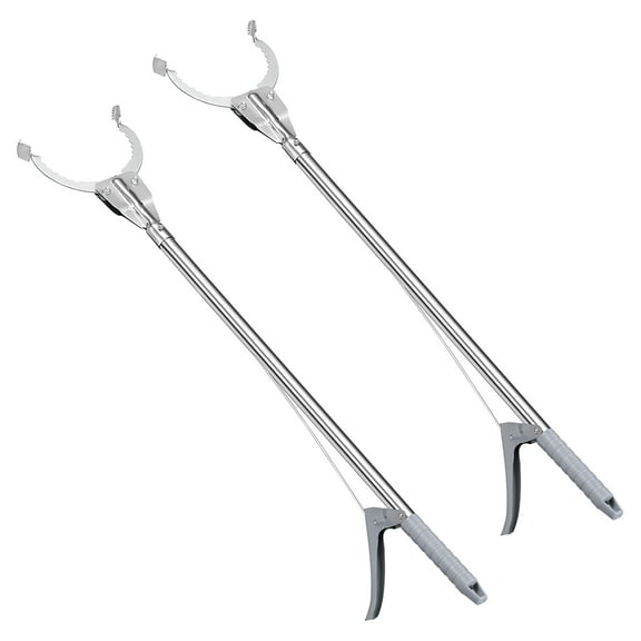 Uxcell 2 Pcs Stainless Steel Grabber Tool Extender Claw Garbage Picker Stainless Steel Gray 36"