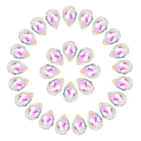 Uxcell 36 Pcs 3D Teardrop Rhinestones Diamond Nail Charm Crystal Pointback K9 Glass Rhinestones, 10x14mm, AB Transparent