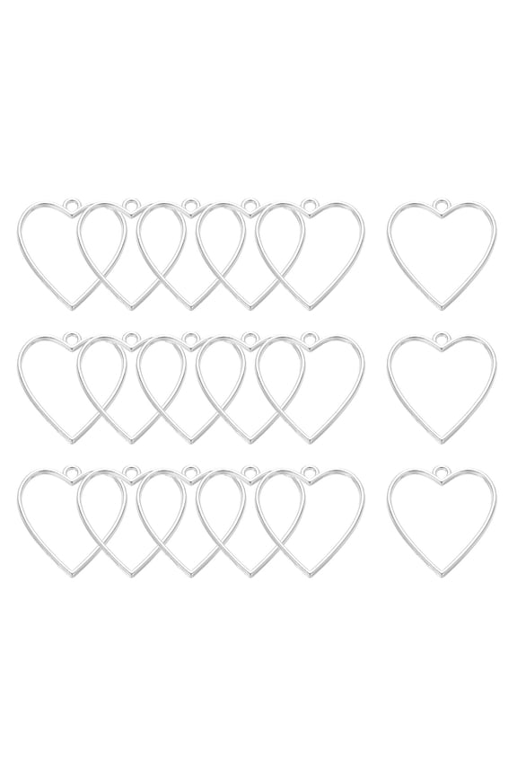 36 Pcs Open Bezel, Heart Resin Bezels Pendants Open Back Bezels for DIY Crafts Bright Silver
