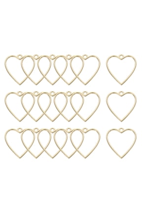 36 Pcs Open Bezel, Heart Resin Bezels Pendants Open Back Bezels for DIY Crafts Gold