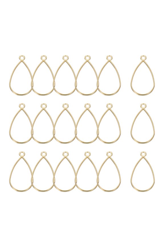 36 Pcs Open Bezel, Teardrop Resin Bezels Pendants Open Back Bezels for DIY Crafts Gold