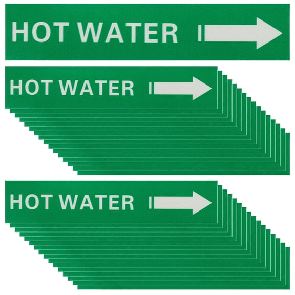 Uxcell 36 Pcs Pipe Label Stickers with Arrows, 1-3/5" x 8" HOT WATER Right-Pointing Arrow, Self-Stick Pipe Markers Identification for Pipeline Tag, White On Green Background