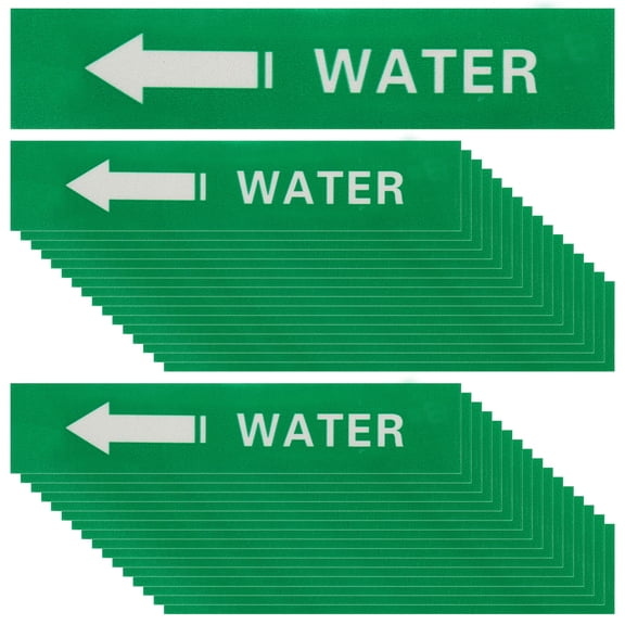 Uxcell 36 Pcs Pipe Label Stickers with Arrows, 1-3/5" x 8" WATER Left-Pointing Arrow, Self-Stick Pipe Markers Identification for Pipeline Tag, White On Green Background