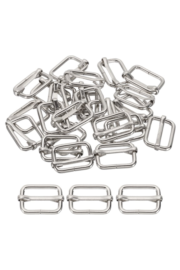 36 Pcs Slide Buckle Adjustable Rectangle Buckles Strap for Straps Backpack Bag Purse DIY Belt Hardware Silver