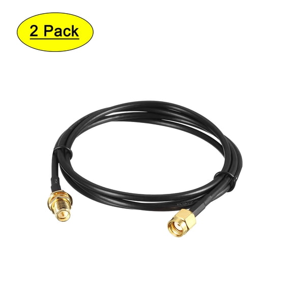 Uxcell 36'' RG174 RP-SMA Male to RP-SMA Female Antenna Extension Cable Shorter Length Metal Black 2 Pcs