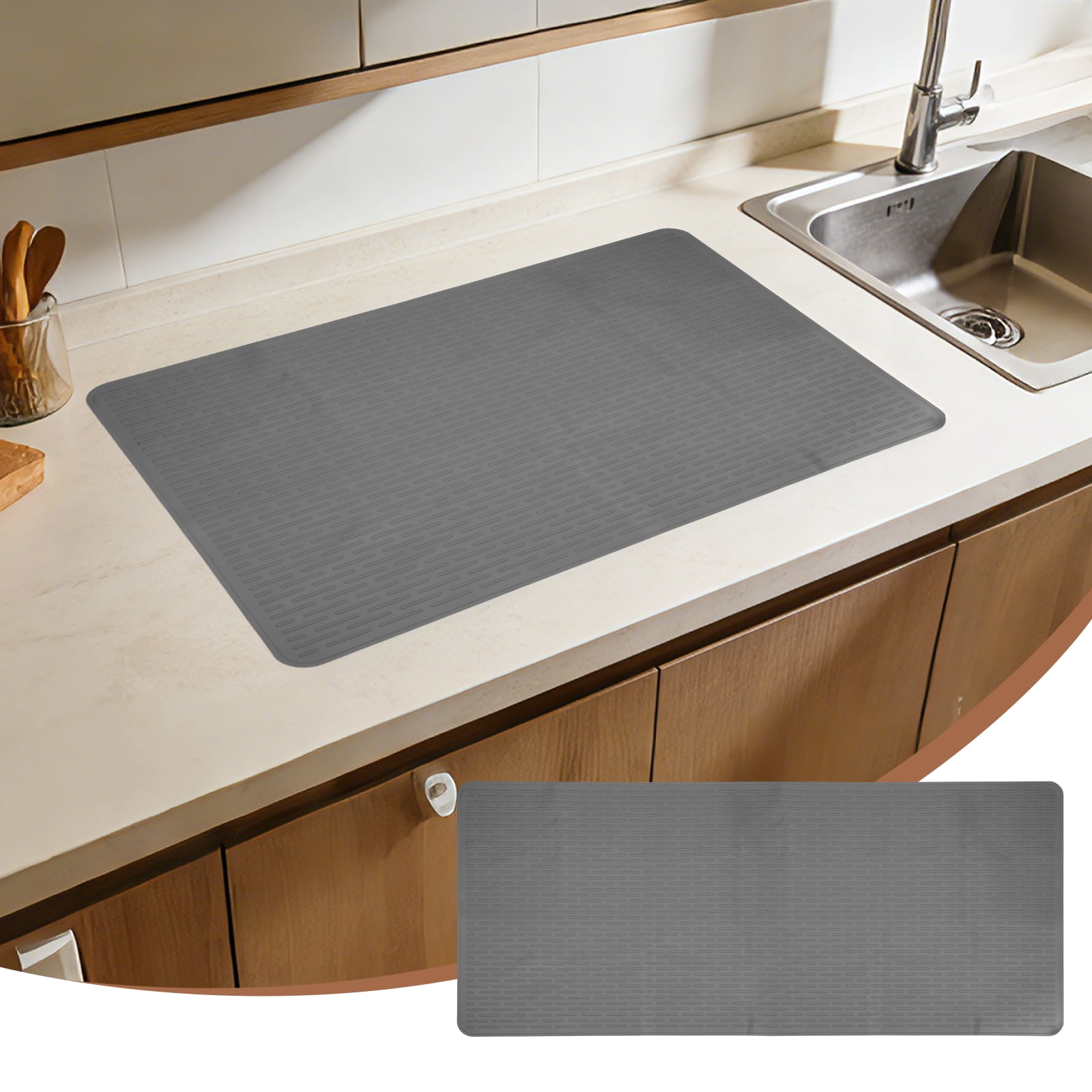 Uxcell 36 x 20 Inch Stove Top Cover for Electric Stove, 1Pcs Silicone Stripe Mat for Glass Top Cover Non-Slip Glass Cooktop Protector for Kitchen Oven Dish Drying Mat, Gray