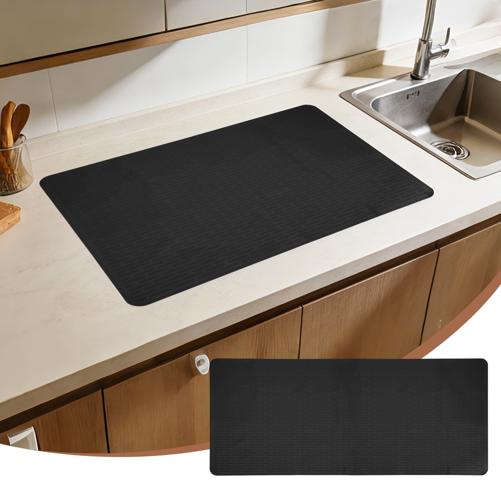 Uxcell 36 x 20 Inch Stove Top Cover for Electric Stove, 1Pcs Silicone Stripe Mat for Glass Top Cover Non-Slip Glass Cooktop Protector for Kitchen Oven Dish Drying Mat, Black
