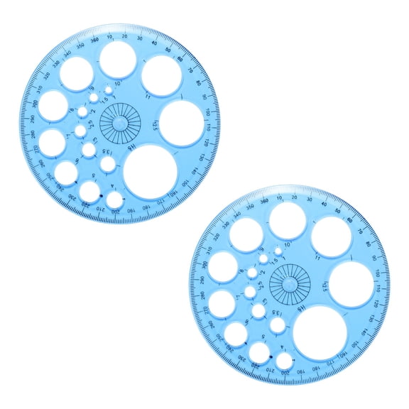 Uxcell 360-Degree Plastic Protractor, 2Pcs Circle Template Circle Ruler Drafting Math Geometry Tool Set for Office Supplies Math Drawing Tools Design Angle Measurement, Blue
